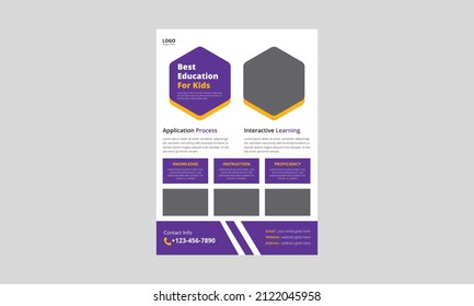 School Admission Flyer Template, Junior School Admission Flyer, Kids back to school education admission flyer poster layout template, cover, flyer, poster, a4 size design