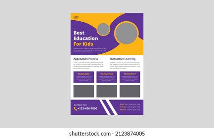 School Admission Flyer Template, Junior School Admission Flyer, Kids back to school education admission flyer poster layout template, cover, flyer, poster, a4 size design