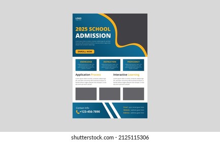 School Admission Flyer Template, Junior School Admission Flyer, Kids back to school education admission flyer poster layout template, cover, flyer, poster, a4 size design