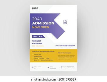 School admission flyer template. Kids school flyer poster leaflet design.
School admission registration poster leaflet template.