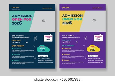 School admission flyer template multicolor