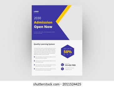 School admission flyer template. School opening poster leaflet design template.
