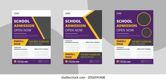 School Admission Flyer Template. School Opening Flyer Poster Leaflet Design Template.