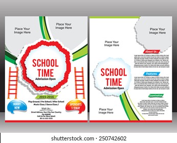 School Admission Flyer Template vector illustration