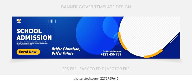 school admission gradient blue color with photo place.