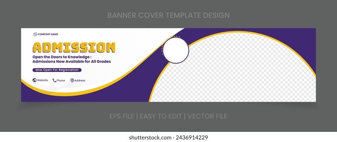 School admission horizontal web banner template. eps vector file