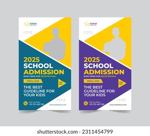 School Admission Instagram and Facebook social media story template, Back to school Instagram and Facebook social media story template or banner design template, Admission Social media post design