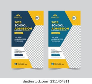 School Admission Instagram and Facebook social media story template, Back to school Instagram and Facebook social media story template or banner design template, Admission Social media post design