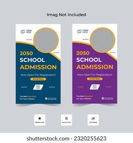 School Admission Instagram and Facebook social media story template, School admission Instagram story design.