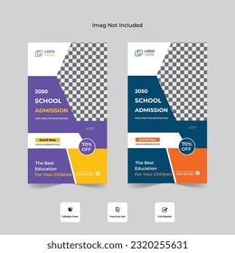 School Admission Instagram and Facebook social media story template, School admission Instagram story design.
