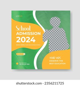 School admission Instagram post template design. School admission Instagram. School Instagram post. Facebook post.