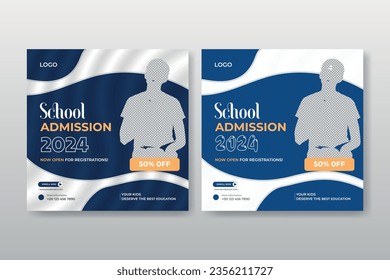 School admission Instagram post template design. School admission Instagram. School Instagram post. Facebook post.