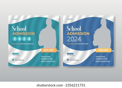 School admission Instagram post template design. School admission Instagram. School Instagram post. Facebook post.