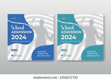 School admission Instagram post template design. School admission Instagram. School Instagram post. Facebook post.