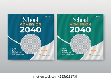 School admission Instagram post template design. School admission Instagram. School Instagram post. Facebook post.