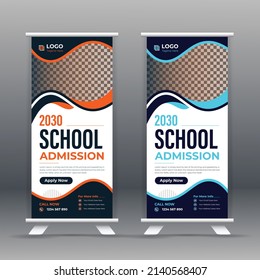 School Admission For Kids Roll Up Banner Design Template For Any School