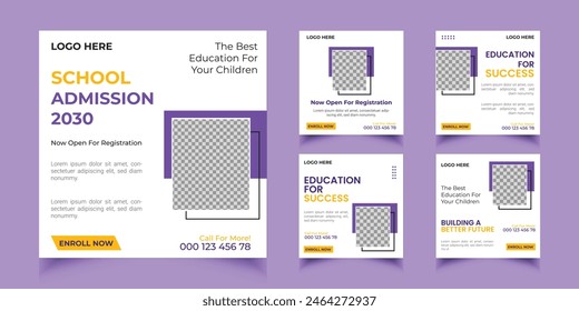 School Admission kids social media post template