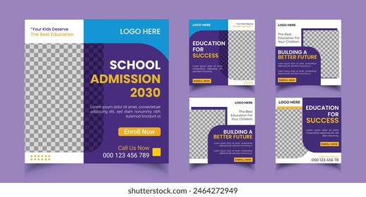School Admission kids social media post template