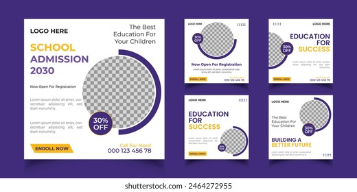 School Admission kids social media post template