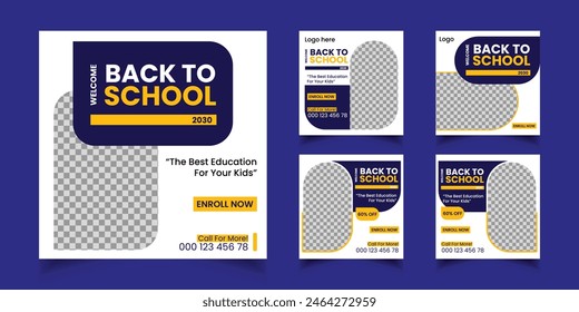 School Admission kids social media post template