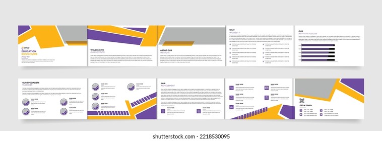 School Admission landscape Fivefold Brochure Template or Education Tri fold Brochure Fivefold brochure 