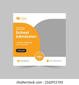 School admission marketing social media post and web banner template free AI EPS