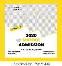 School admission marketing social media post or square banner template