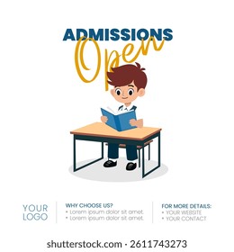 School Admission Minimal Instagram Post Vector