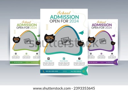 School admission open  for child high school college education online learning admission adertisement flyer design template morden educational concept brochure.
