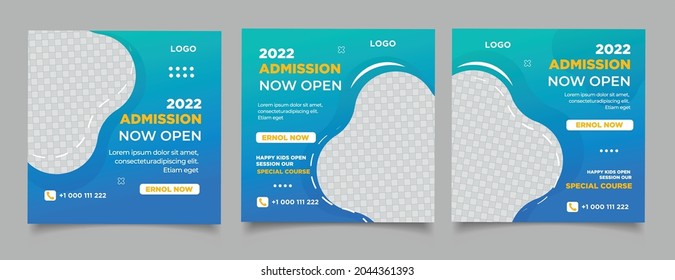 School admission open now social media post and web banner template