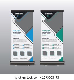 School Admission Open roll up banner design Template , Vector illustration.