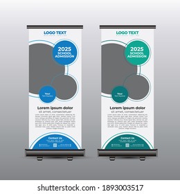 School Admission Open roll up banner design Template , Vector illustration.