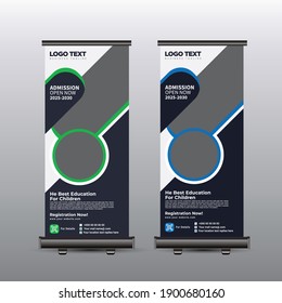 School Admission Open roll up banner design Template , Vector illustration.