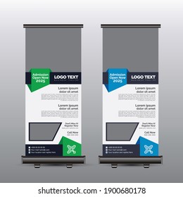 School Admission Open roll up banner design Template , Vector illustration.