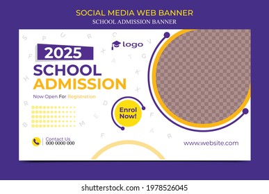 School Admission Open Social Media Banner Template Design, Back to school web banner