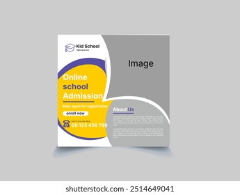 School admission open social media post design, back-to-school promotion square banner layout template, educational Instagram and Facebook post kit, high-quality web banner for enrollment ads bundle