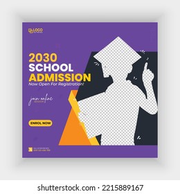 School admission post banner template design. back to school social media post banner design 