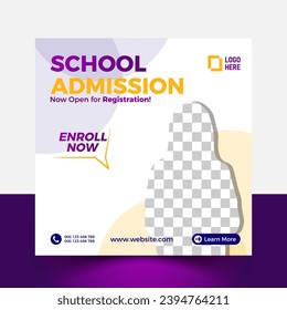 Schule Admission Post, Web-Banner hinzufügen Design. Zulauf soziale Post Vektor.