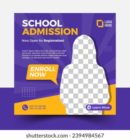 School Admission Post, web banner add design. Admission social Post vector.
