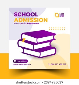 Schule Admission Post, Web-Banner hinzufügen Design. Zulauf soziale Post Vektor.
