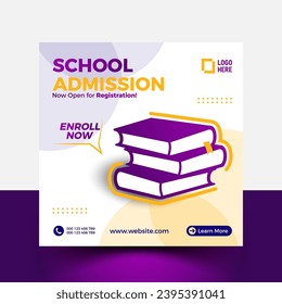 School Admission Post, web banner add design. Admission social Post vector.