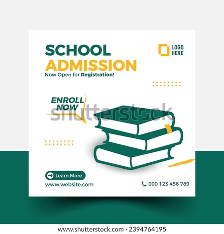 School Admission Post, web banner add design. Admission social Post vector.