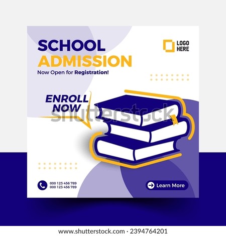 School Admission Post, web banner add design. Admission social Post vector.