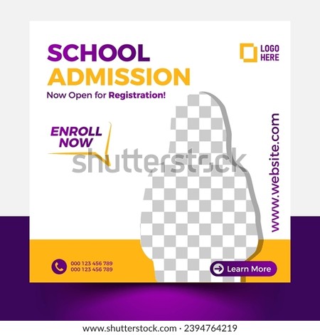 School Admission Post, web banner add design. Admission social Post vector.