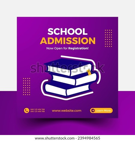 School Admission Post, web banner add design. Admission social Post vector.
