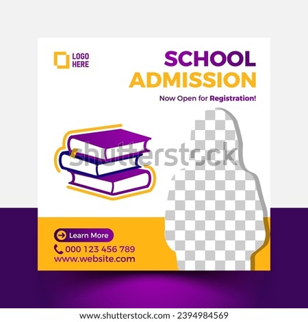 School Admission Post, web banner add design. Admission social Post vector.
