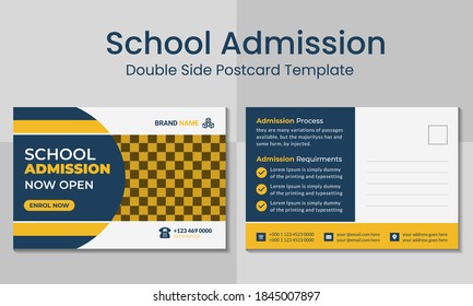 School admission postcard template design.