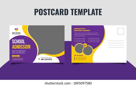 School Admission Postcard Template Design, Education Promotional Postcard Design