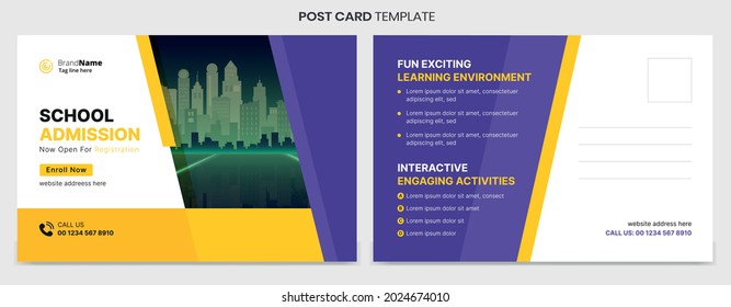 School Admission Postcard Template Design