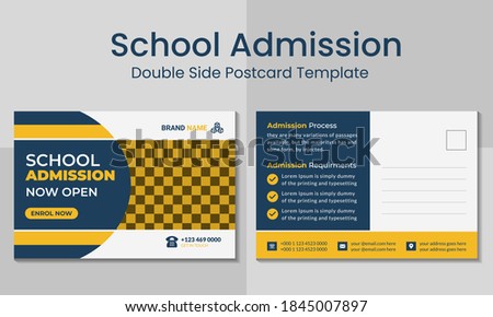 School admission postcard template design.